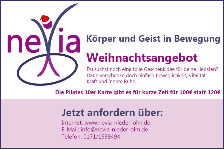 Nevia Pilates Nieder-Olm Weihnachtsangebot 2015
